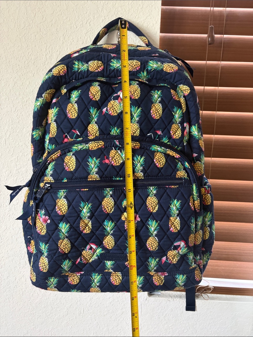 Vera Bradley Navy Quilted Pineapple Print Toucan Party Backpack - Picture 12 of 13